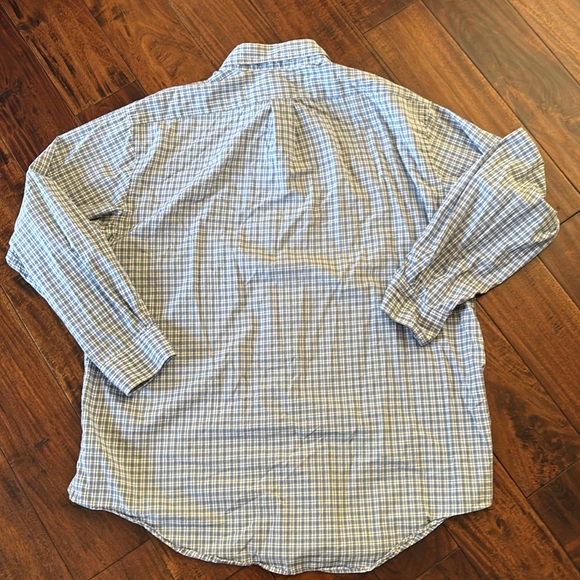 Lands' End | Blue and White Casual Button Down checkered Shirt - Picture 10 of 10